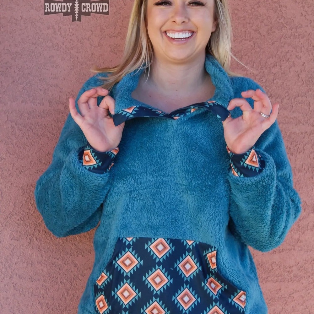 Women's Blue Aztec Patterned Sweater - Pasadena Pullover